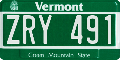 VT license plate ZRY491