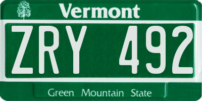 VT license plate ZRY492