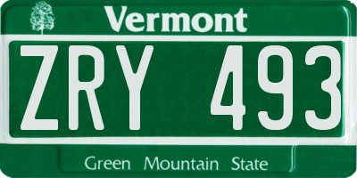 VT license plate ZRY493