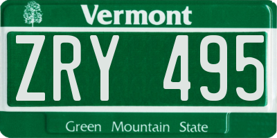 VT license plate ZRY495