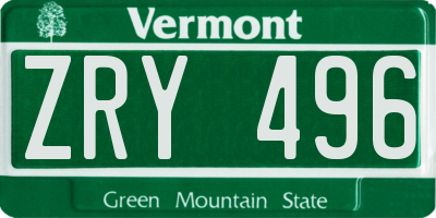 VT license plate ZRY496