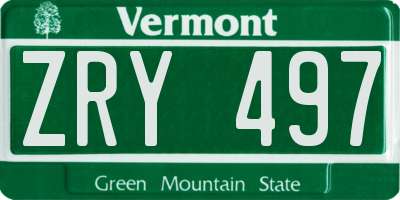 VT license plate ZRY497