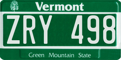 VT license plate ZRY498
