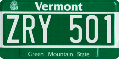 VT license plate ZRY501
