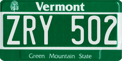 VT license plate ZRY502