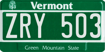 VT license plate ZRY503
