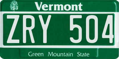 VT license plate ZRY504