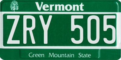 VT license plate ZRY505