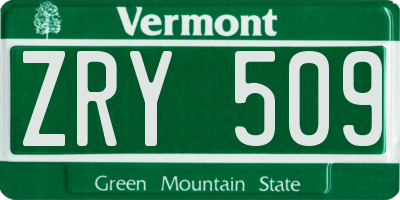 VT license plate ZRY509