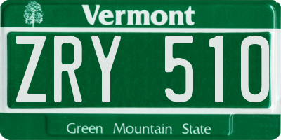 VT license plate ZRY510