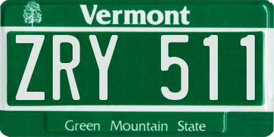 VT license plate ZRY511