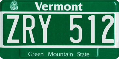 VT license plate ZRY512