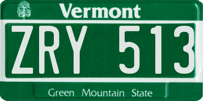 VT license plate ZRY513