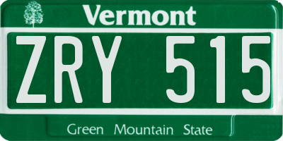 VT license plate ZRY515