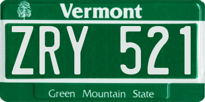 VT license plate ZRY521