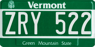 VT license plate ZRY522