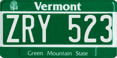 VT license plate ZRY523