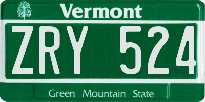 VT license plate ZRY524