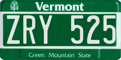VT license plate ZRY525