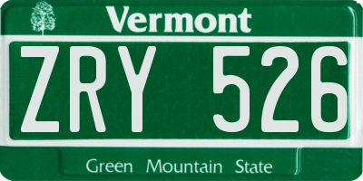 VT license plate ZRY526