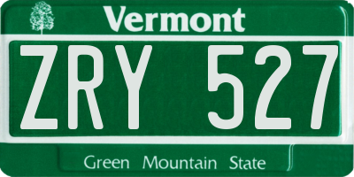 VT license plate ZRY527