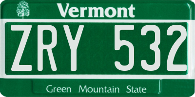 VT license plate ZRY532