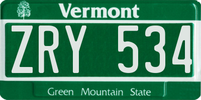 VT license plate ZRY534