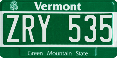 VT license plate ZRY535