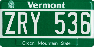 VT license plate ZRY536