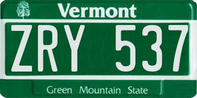 VT license plate ZRY537