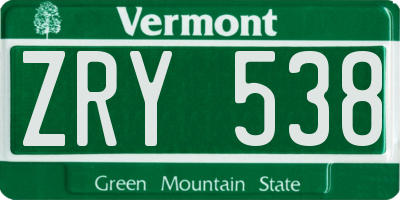 VT license plate ZRY538