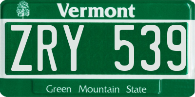 VT license plate ZRY539