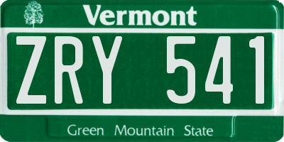 VT license plate ZRY541