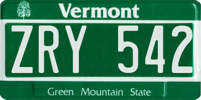 VT license plate ZRY542