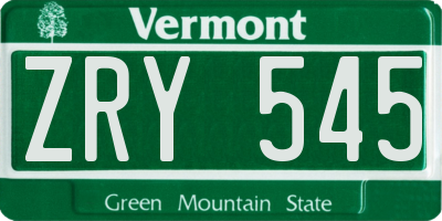 VT license plate ZRY545