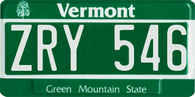 VT license plate ZRY546