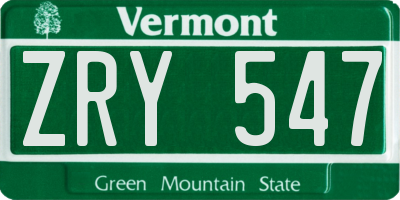 VT license plate ZRY547