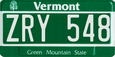 VT license plate ZRY548