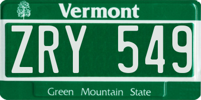 VT license plate ZRY549