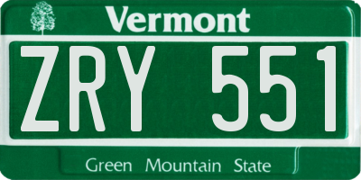 VT license plate ZRY551