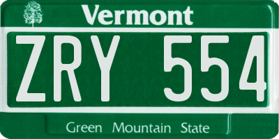 VT license plate ZRY554