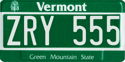 VT license plate ZRY555