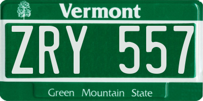 VT license plate ZRY557
