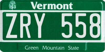 VT license plate ZRY558