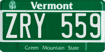 VT license plate ZRY559