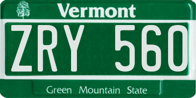 VT license plate ZRY560