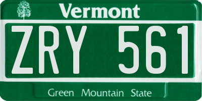 VT license plate ZRY561