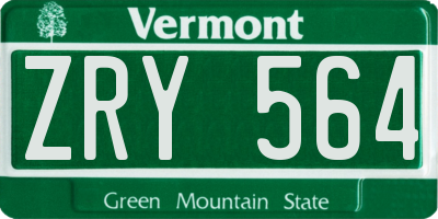 VT license plate ZRY564