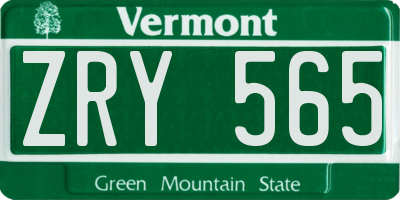 VT license plate ZRY565