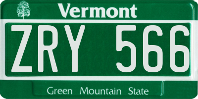 VT license plate ZRY566